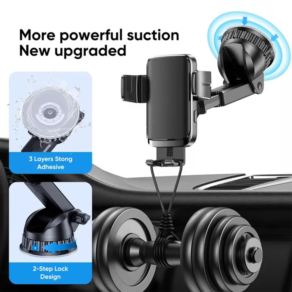 Rechargeable Auto-Clamping Car Phone Mount