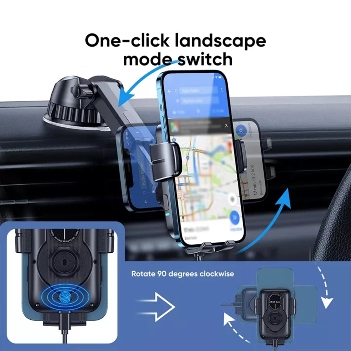 Rechargeable Auto-Clamping Car Phone Mount