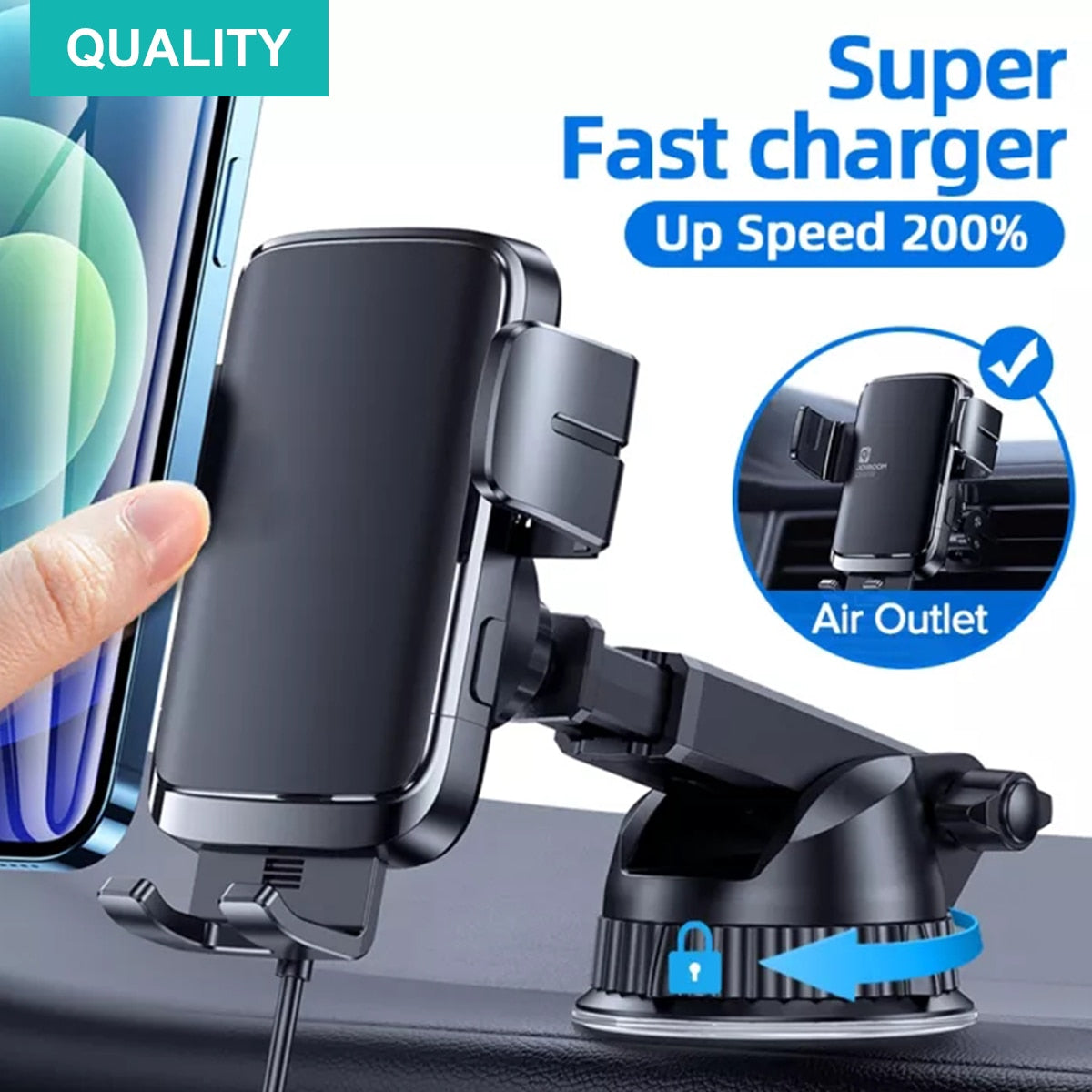 Rechargeable Auto-Clamping Car Phone Mount